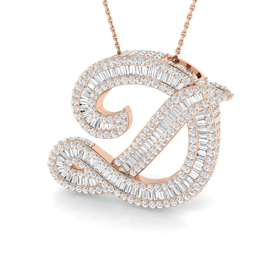 Ralph Diamond Initials Pendant 3.5ct Gold  A to Z(Without Chain )
