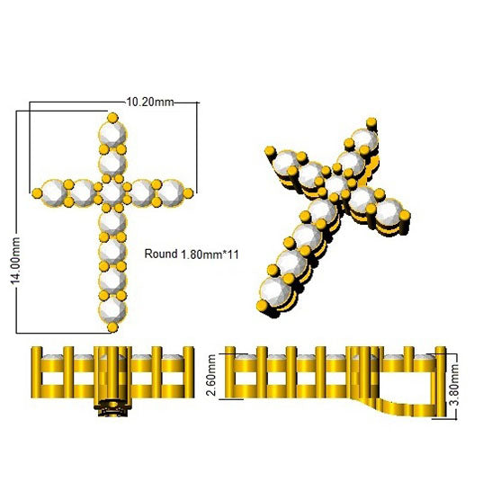 0.30 Carat D-E/VS Lab Grown Diamond Cross Pendant 9k Yellow Gold Ready To Ship