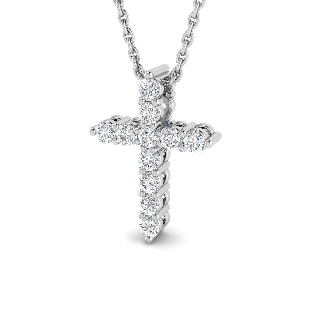0.30 Carat D-E/VS Lab Grown Diamond Cross Pendant 9k White Gold Ready To Ship