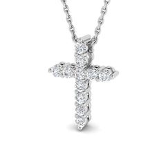 0.30 Carat D-E/VS Lab Grown Diamond Cross Pendant 9k White Gold Ready To Ship