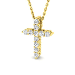 0.30 Carat D-E/VS Lab Grown Diamond Cross Pendant 9k Yellow Gold Ready To Ship