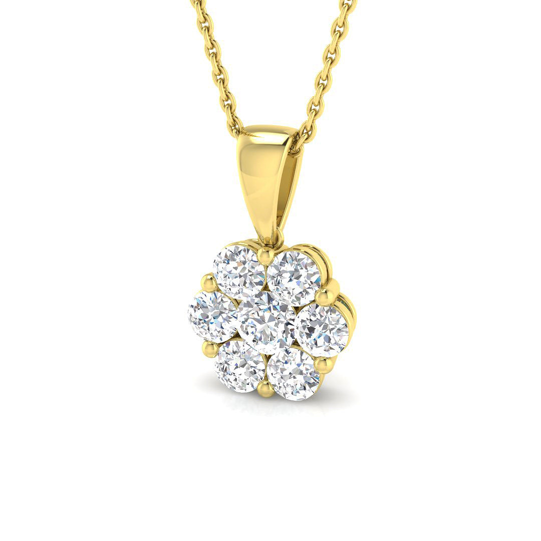 1 Carat D-E/VS Lab Grown Round Diamond Designer Pendant 9k Yellow Gold | Ready To Ship