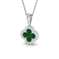 18k White Gold 0.55ct Natural Emerald Pendant with Diamonds