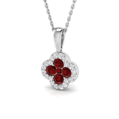 18k White Gold 0.65ct Natural Ruby Pendant with Diamonds