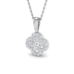 18k White Gold 0.51ct Natural Diamond Clover Pendant