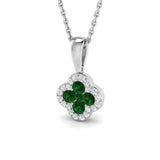 18ct White Gold 0.3ct Natural Emerald Pendant with Diamonds