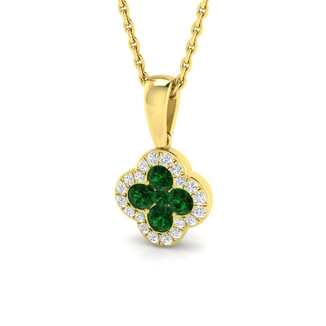 Alnus Clover Pendant Diamond Necklace 0.3ct to 1.5ct Gold (Without Chain )
