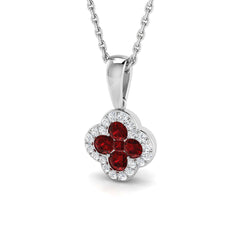 18k White Gold 0.5ct Natural Ruby Pendant with Diamonds