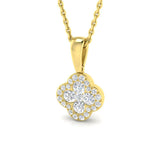 18k Yellow Gold 0.33ct Natural Diamond Clover Pendant