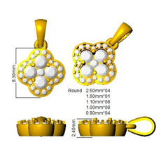 18k Yellow Gold 0.33ct Natural Diamond Clover Pendant