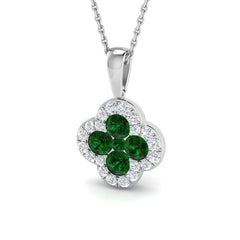 18k White Gold 1.15ct Natural Emerald Pendant with Diamonds
