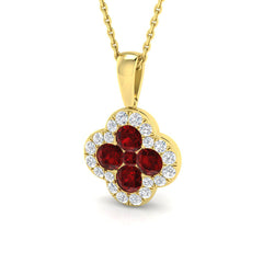 18k Yellow Gold 1.3ct Ruby Pendant with Diamonds