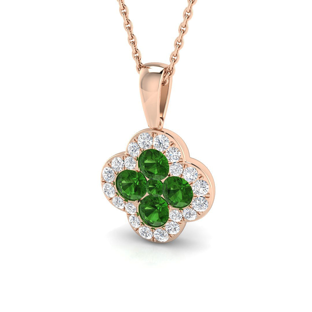 Alnus Clover Pendant Diamond Necklace 0.3ct to 1.5ct Gold (Without Chain )