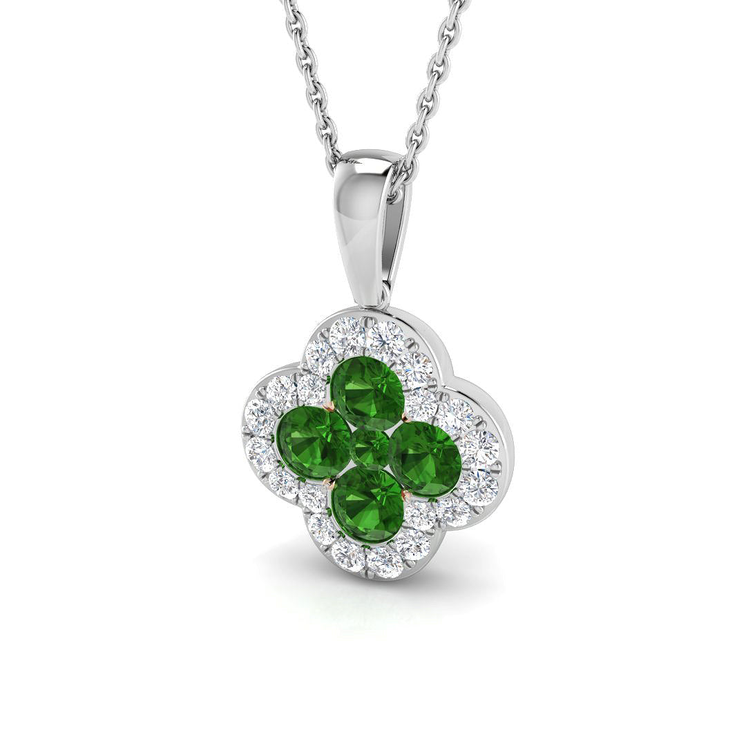 Alnus Clover Pendant Diamond Necklace 0.3ct to 1.5ct Gold (Without Chain )