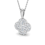 18k White Gold 1.05ct Natural Diamond Clover Pendant