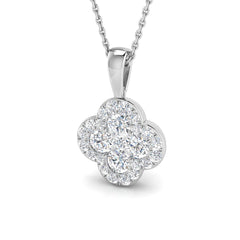 18k White Gold 1.05ct Natural Diamond Clover Pendant