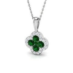 18k White Gold 0.71ct Natural Emerald Pendant with Diamonds