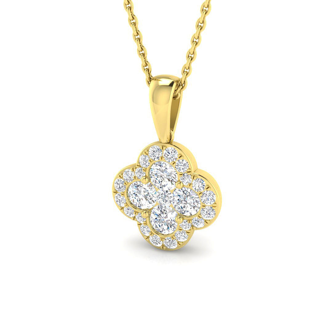 18ct Yellow Gold 0.76ct Natural Diamond Clover Pendant