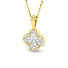 18ct Yellow Gold 0.76ct Natural Diamond Clover Pendant