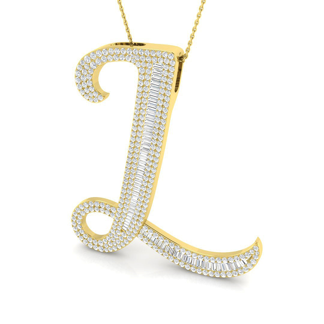 Robert Diamond Initials Pendant 3.5ct Gold  A to Z(Without Chain )