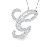 Diamond Initial Pendant with Baguette and Round Diamonds