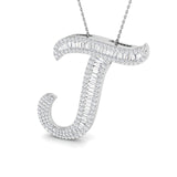 Diamond Initial Pendant with Baguette and Round Diamonds