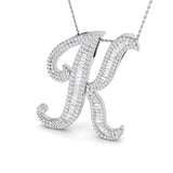 Diamond Initial Pendant with Baguette and Round Diamonds