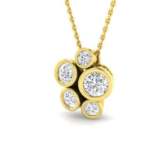 0.9 Carat D-E/VS Lab Grown Round Diamond Designer Pendant 9k Yellow Gold Ready To Ship