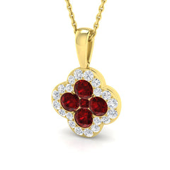 18k Yellow Gold 1.48ct Natural Ruby Pendant with Diamonds