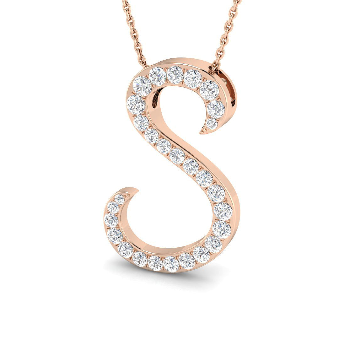 Roger Diamond Initial Pendant 0.75ct  Gold A to Z(Without Chain )