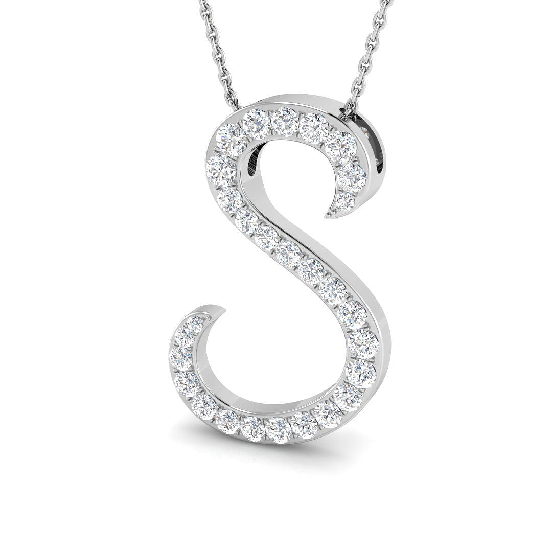 Roger Diamond Initial Pendant 0.75ct  Gold A to Z(Without Chain )
