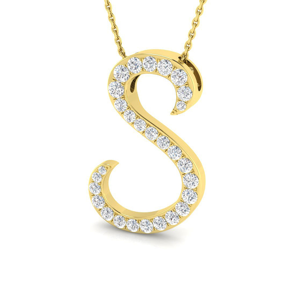Roger Diamond Initial Pendant 0.75ct  Gold A to Z(Without Chain )