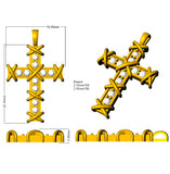 Anhänger in Form eines Stacheldrahtkreuzes mit rundem Diamanten (0,30 ct) in Gold und Platin