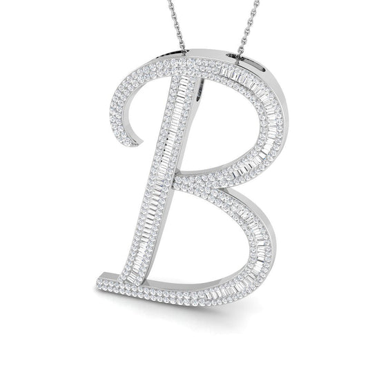 Luxurious Gold Diamond Script Initial "B" Pendant