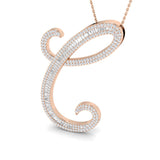 Natural & Lab Diamond Script Initial "C" Pendant
