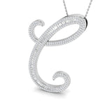 Natural & Lab Diamond Script Initial "C" Pendant