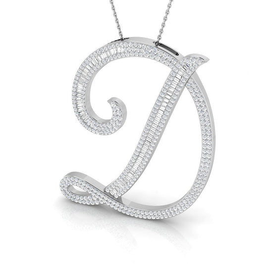 Luxurious Gold Diamond Script Initial "D" Pendant