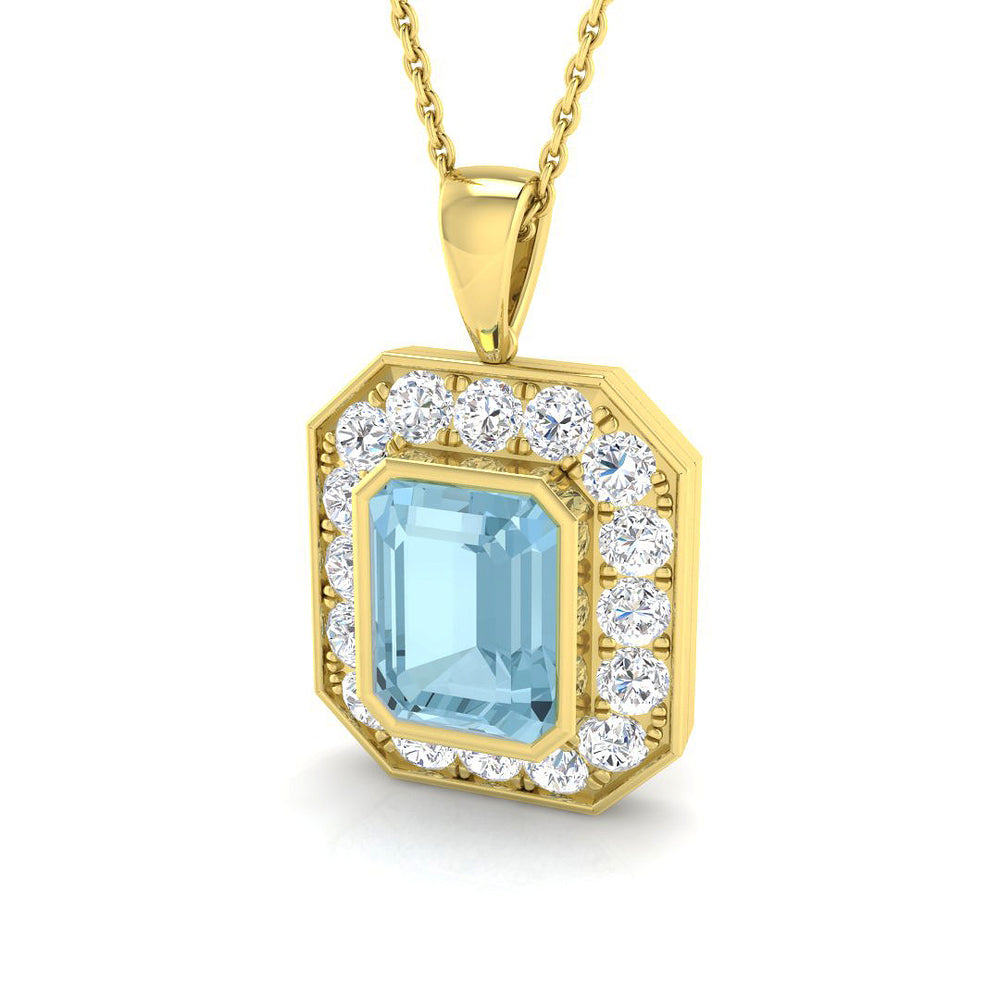 Amide Aquamarine Pendant 1ct to 3ct Gold (Without Chain )
