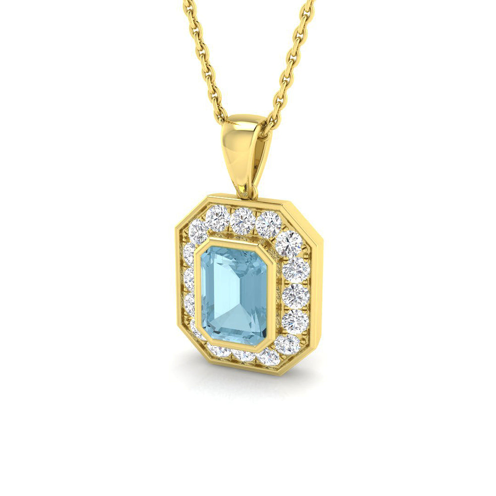 Amide Aquamarine Pendant 1ct to 3ct Gold (Without Chain )