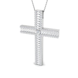 Splendoria 4Ct Diamond Cross Pendant In 9K, 18K (White, Yellow, Rose Gold) With Complimentary Silver