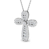0.85ct Bezel & Pavé Round Diamond Rounded Cross Necklace in Gold & Platinum