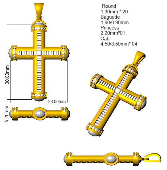 Halskette mit Kreuz aus 2,00 ct Diamanten und Rubinen im Baguetteschliff, gefertigt aus Gold und Platin