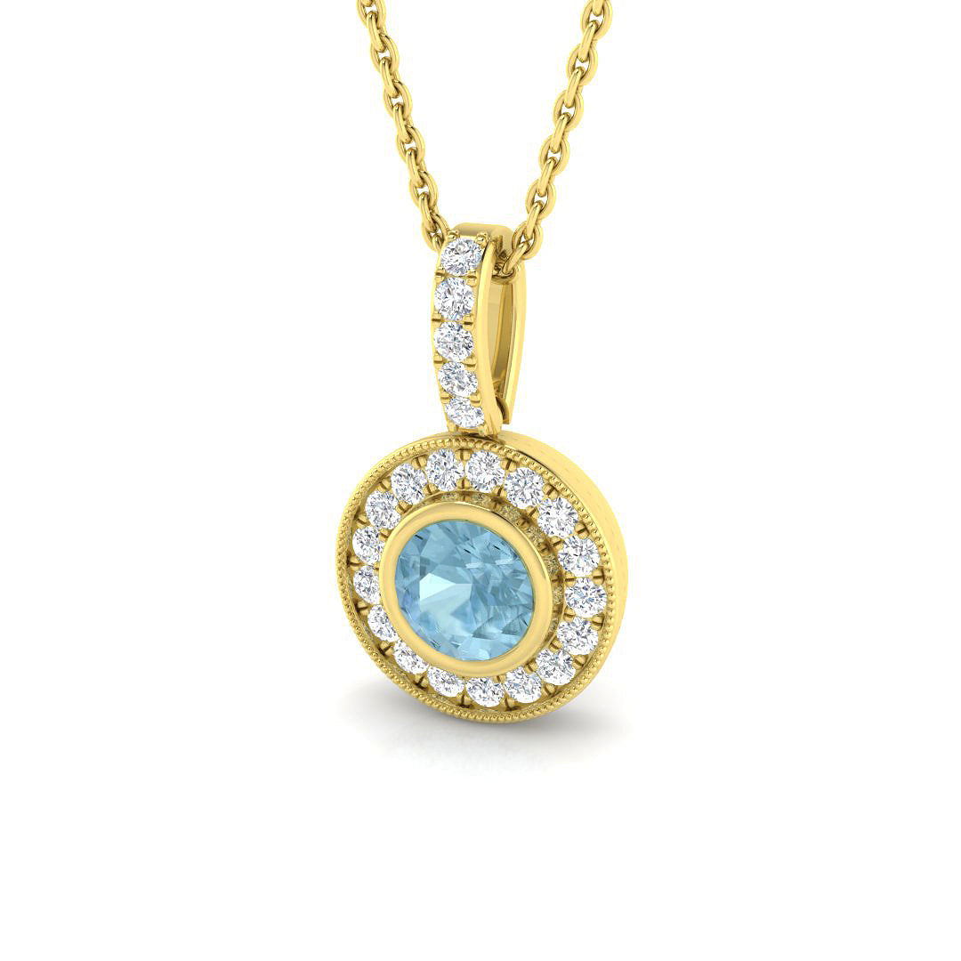 Anjou Aquamarine Pendant 0.75ct to 1ct Gold (Without Chain )