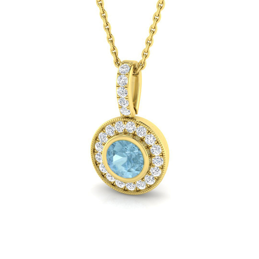 Anjou Aquamarine Pendant 0.75ct to 1ct Gold (Without Chain )