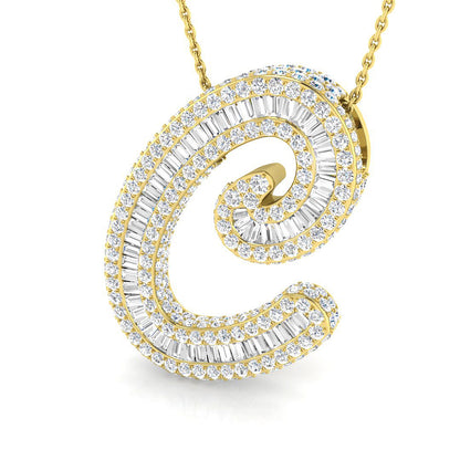 Luxurious White Gold Diamond Script Initial "C" Pendant
