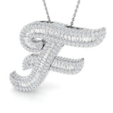 White Gold Diamond Script Initial  Pendant