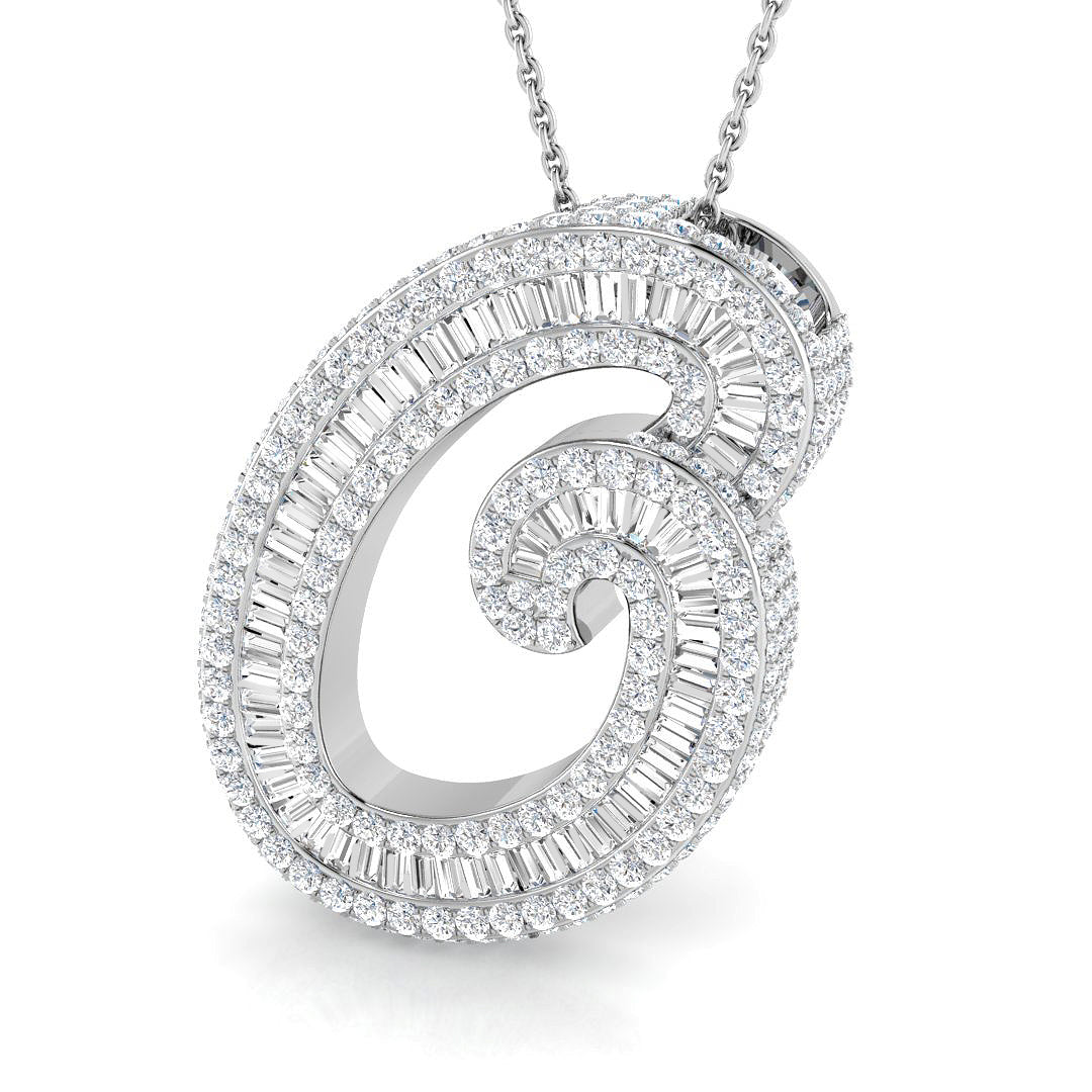 White Gold Diamond Script Initial  Pendant