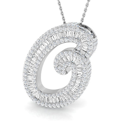 White Gold Diamond Script Initial  Pendant