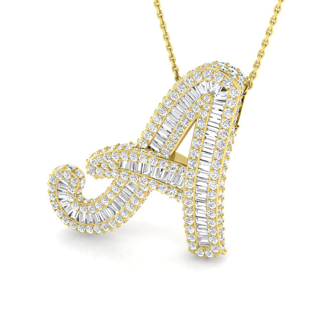 Luxurious White Gold Diamond Script Initial "A" Pendant