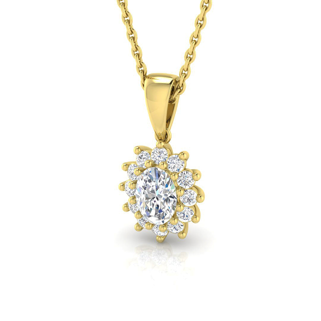 Axite Halo Diamond Pendant 0.5ct Gold (Without Chain )